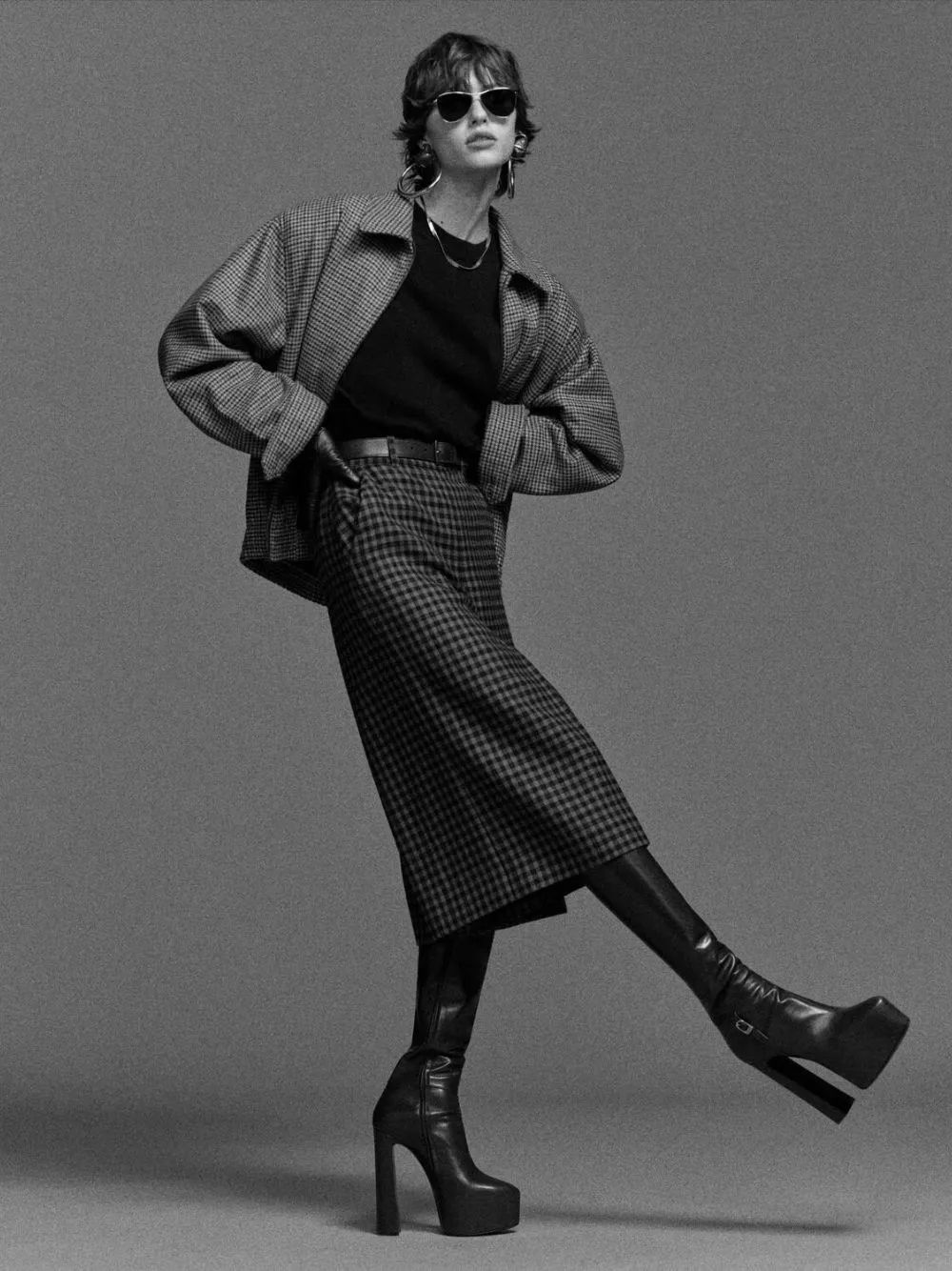 Beige and Marron Puppytooth Padded Jacket sold by Fashion Clinic product image thumbnail 2