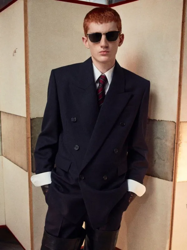 Marine Blue Double-Breasted Wool Jacket sold by Fashion Clinic