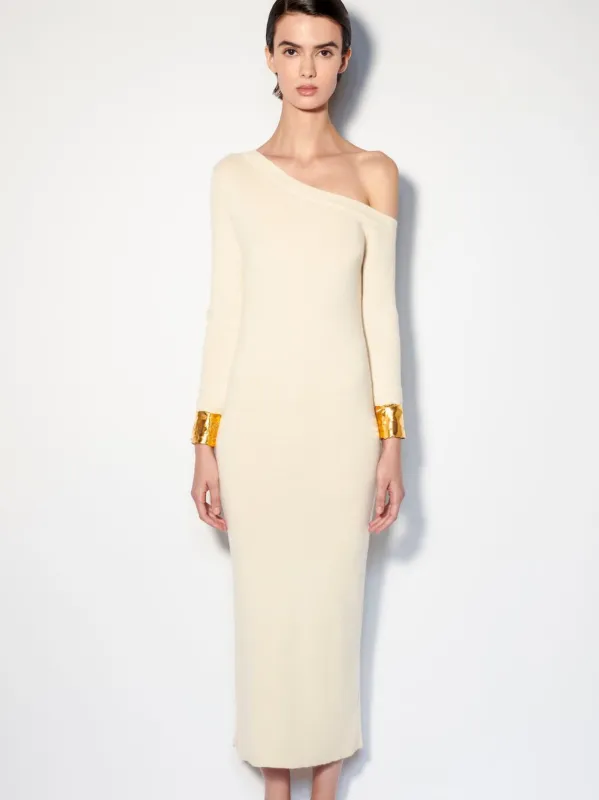 Long Asymmetric Off-White Cashmere Dress sold by Fashion Clinic