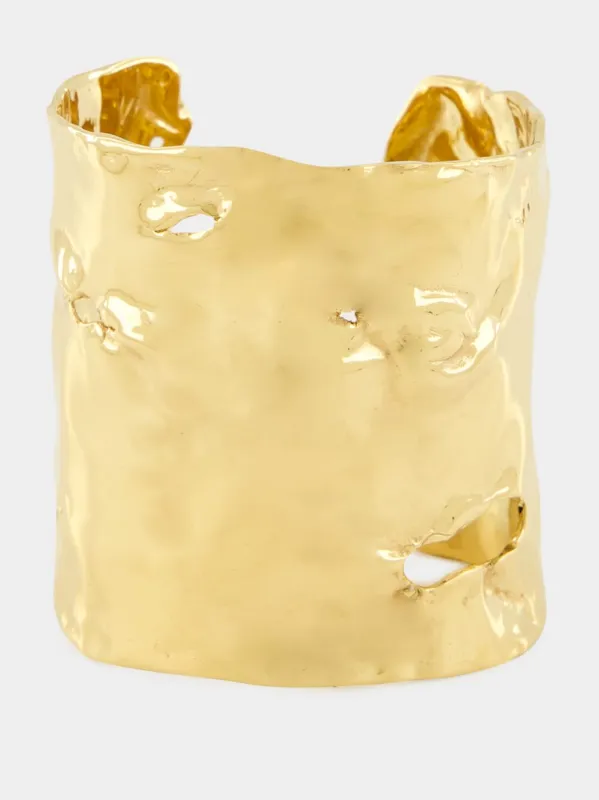 Sirius Gold Smooth Organic Golden Brass Cuff made by Fashion Clinic