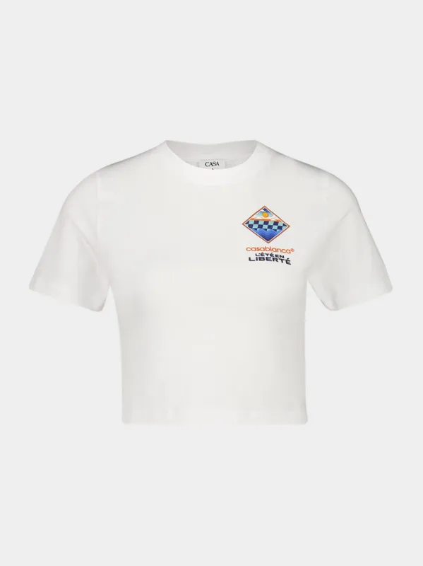 White L'Été En Liberté Cropped T-Shirt made by Casablanca