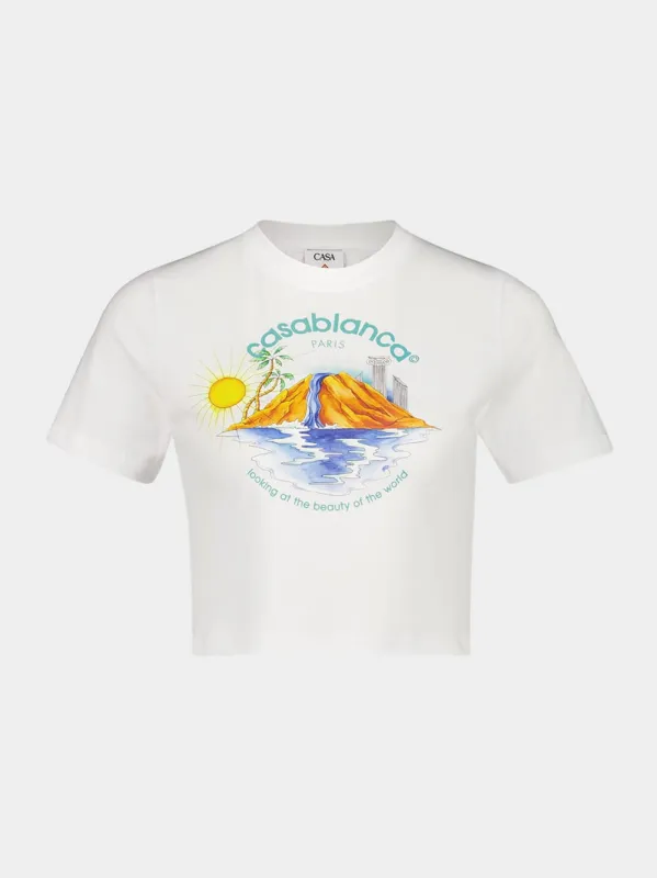 White Oasis Cropped T-Shirt made by Casablanca