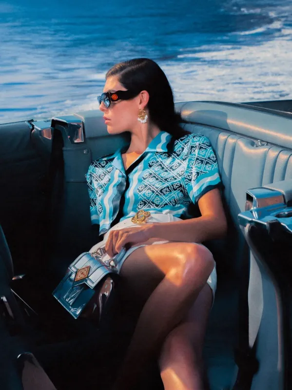 Monogram Wave Silk Cropped Shirt sold by Fashion Clinic