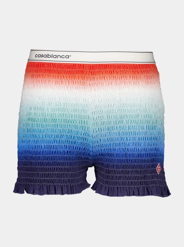 Gradient Shirred Cotton Shorts made by Casablanca