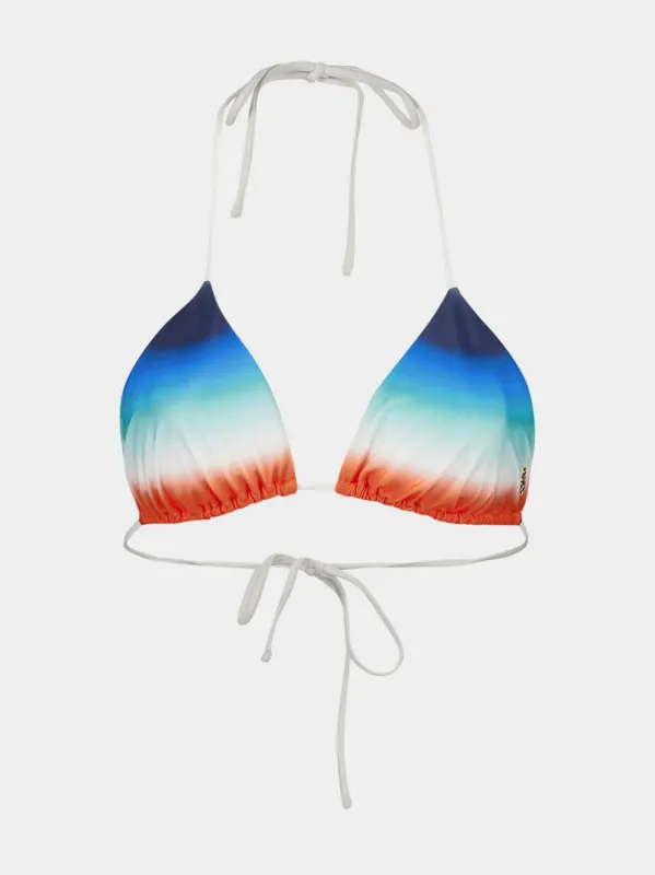 Multicolour Gradient Triangle Bikini Top sold by Fashion Clinic