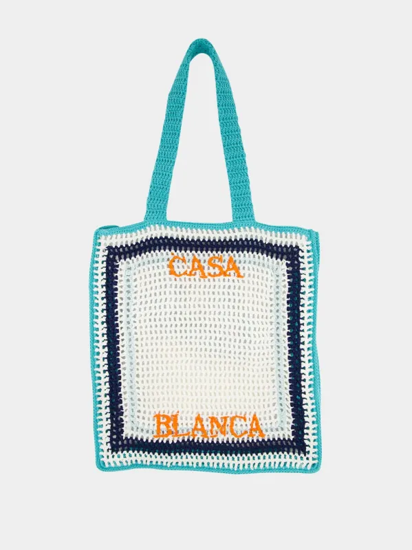 Tennis Stripe Crochet Cotton Shoulder Bag sold by Fashion Clinic