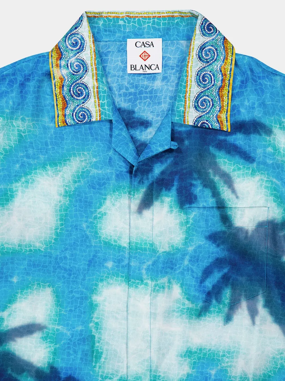 Turquoise Blue Caustics Emblem Silk Shirt sold by Fashion Clinic product image thumbnail 5