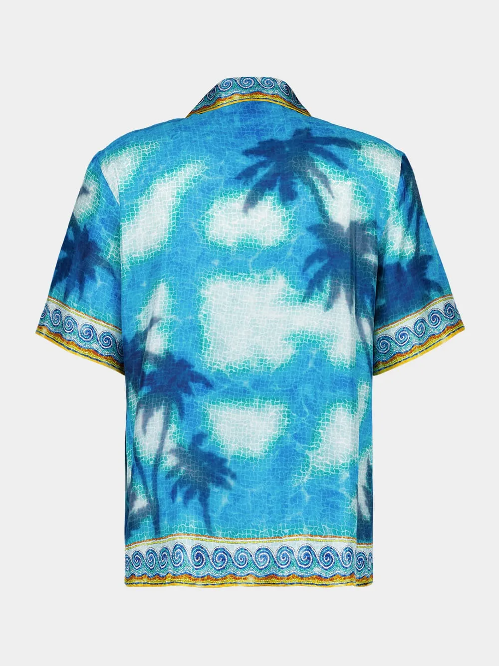 Turquoise Blue Caustics Emblem Silk Shirt sold by Fashion Clinic product image thumbnail 3