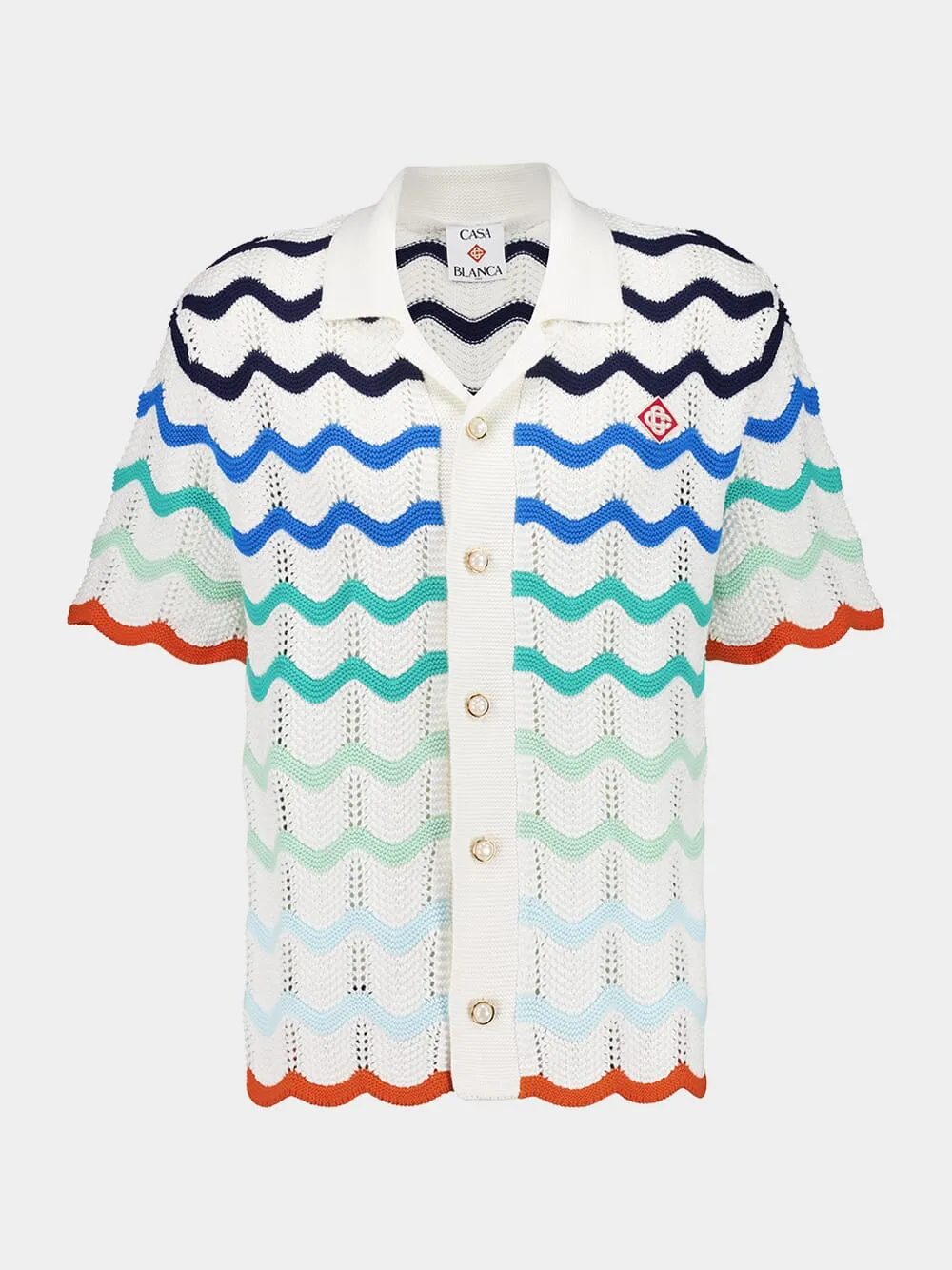 Gradient Wave Crochet Shirt sold by Fashion Clinic