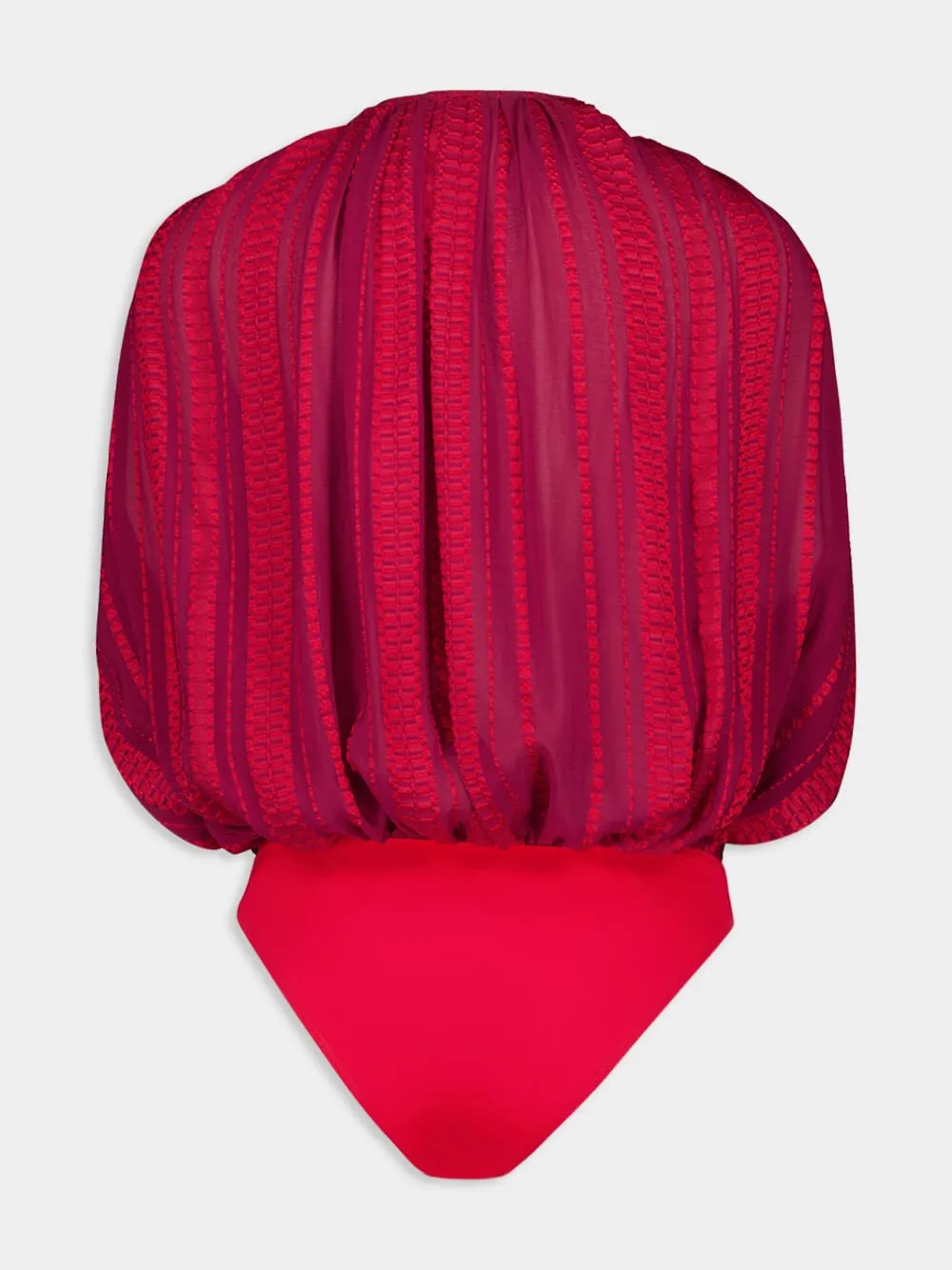 Burgundy Diktamo Textured Silk Bodysuit sold by Fashion Clinic product image thumbnail 3