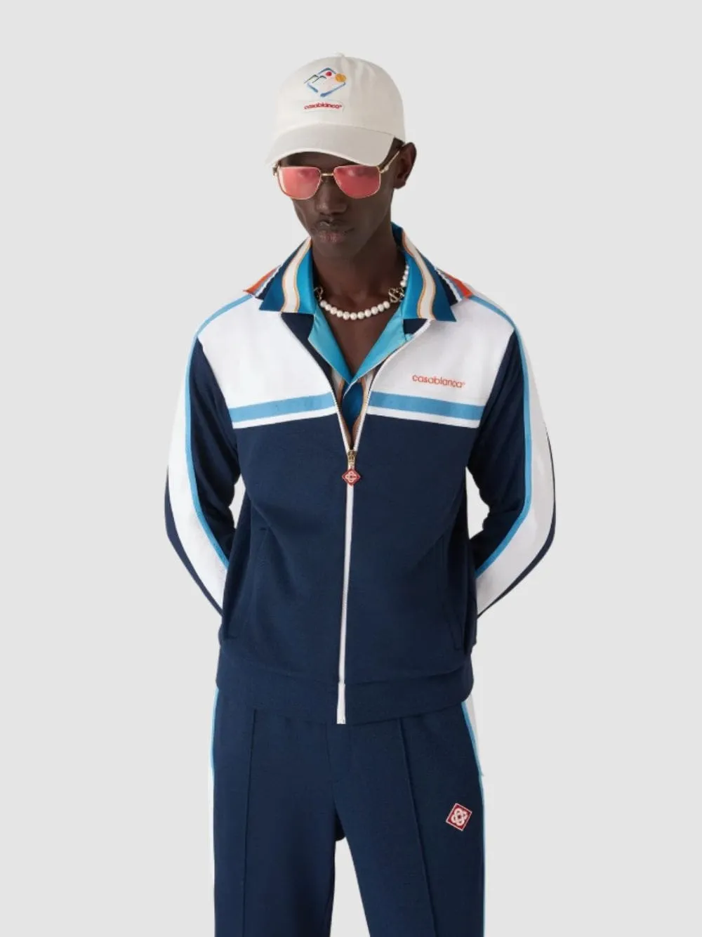 Navy Piqué Track Jacket sold by Fashion Clinic product image thumbnail 2