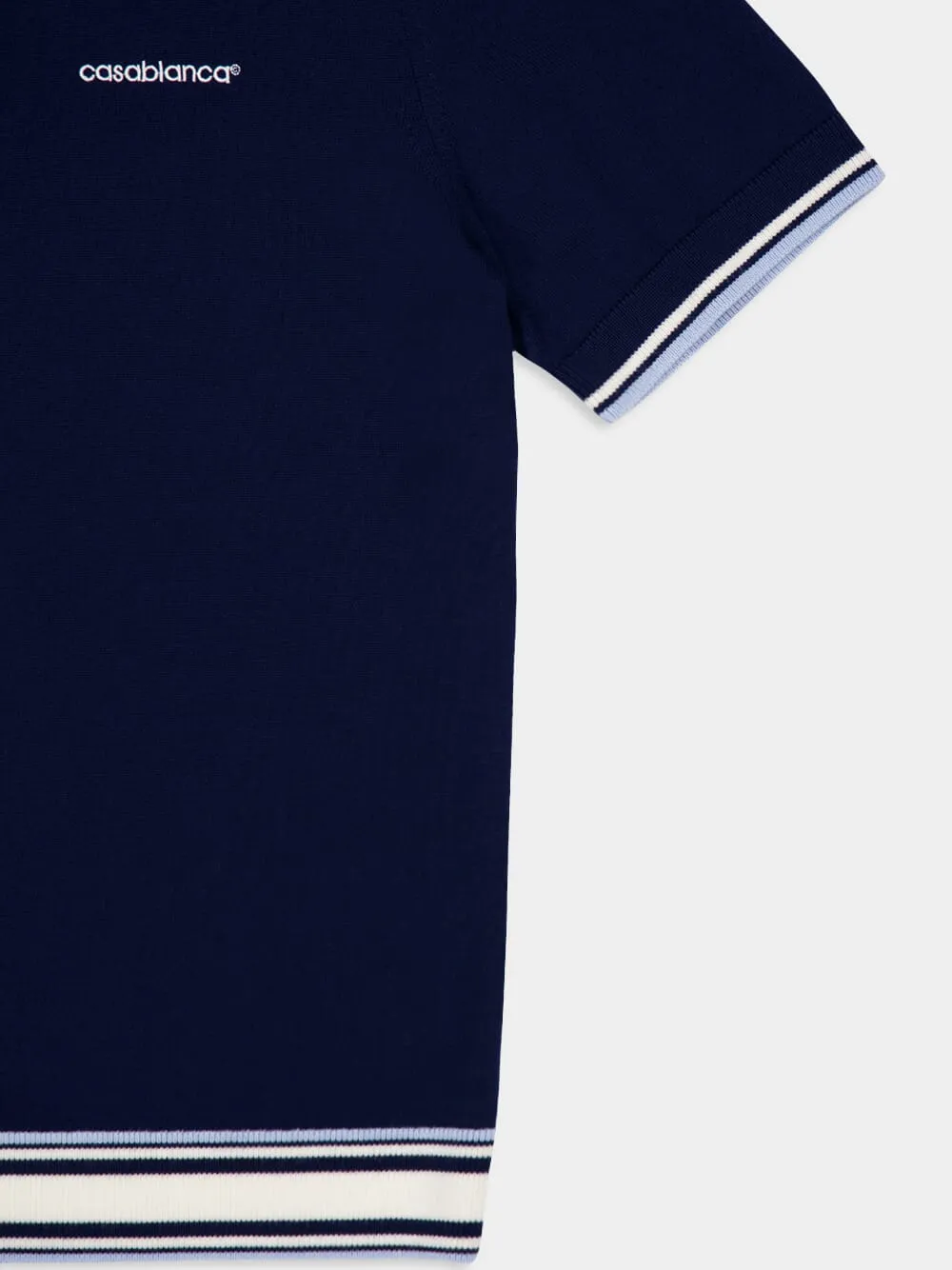 Navy Merino Knit Tennis Polo Shirt sold by Fashion Clinic product image thumbnail 4