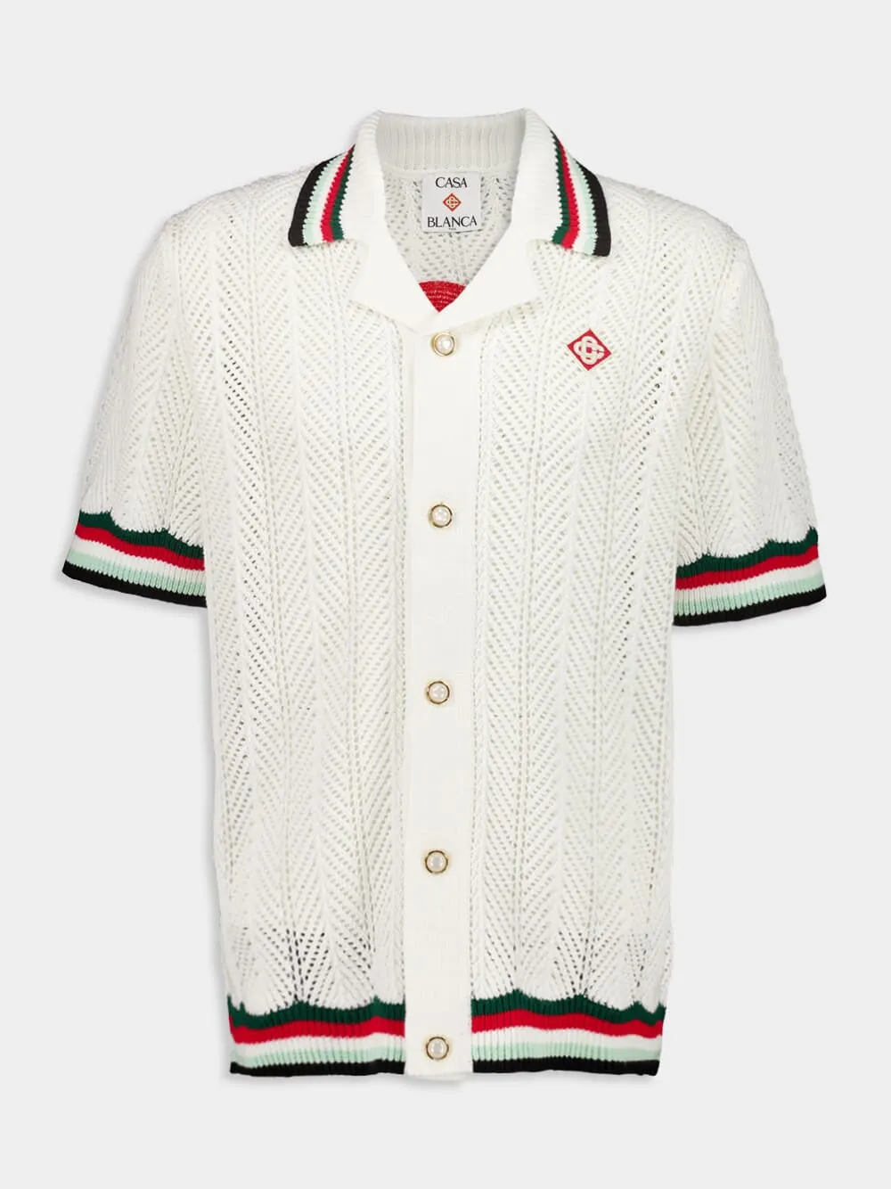 Off-White Cotton Montagne Ondulée Short Sleeve Crochet Shirt sold by Fashion Clinic product image thumbnail 2