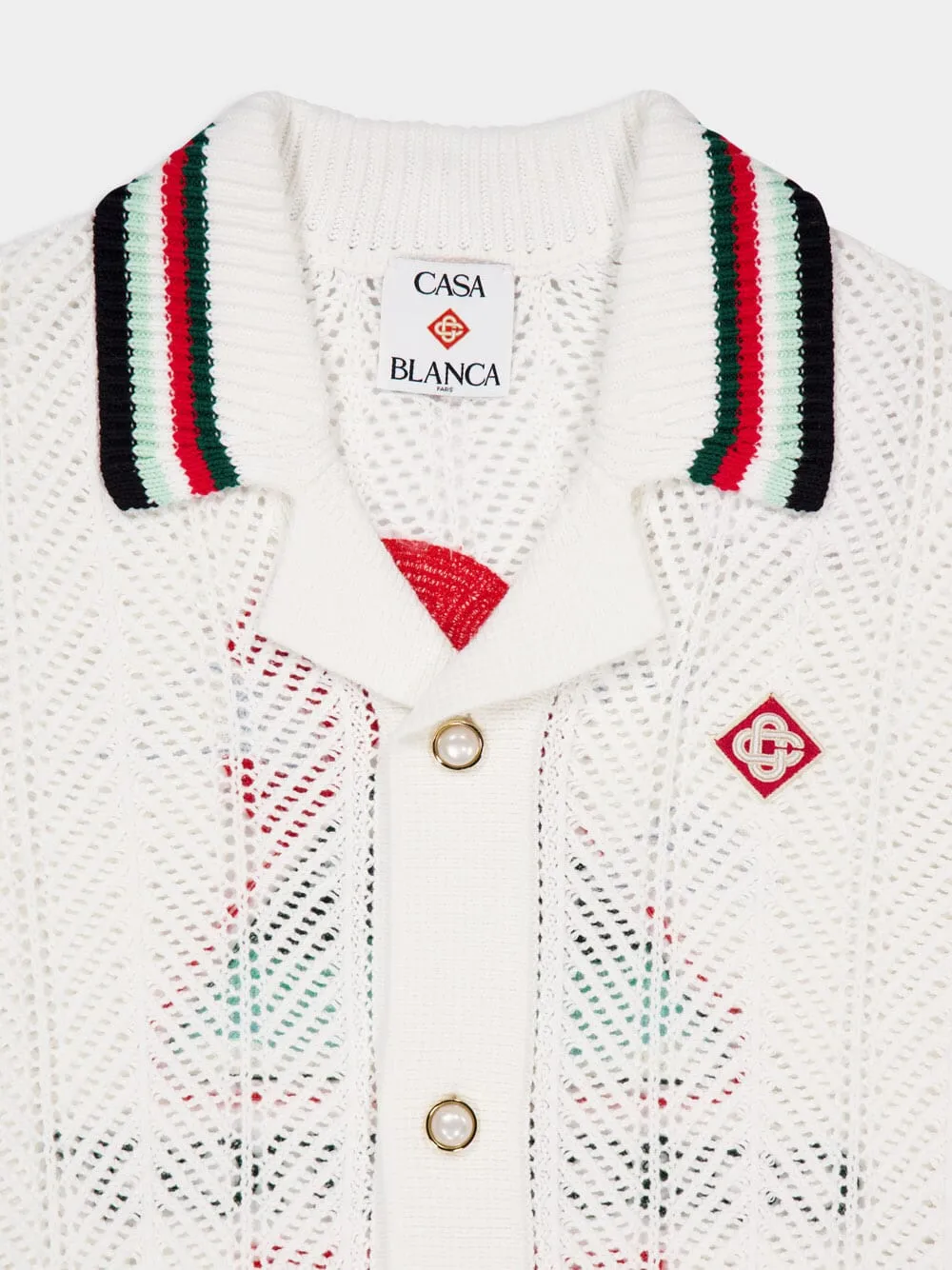 Off-White Cotton Montagne Ondulée Short Sleeve Crochet Shirt sold by Fashion Clinic product image thumbnail 5