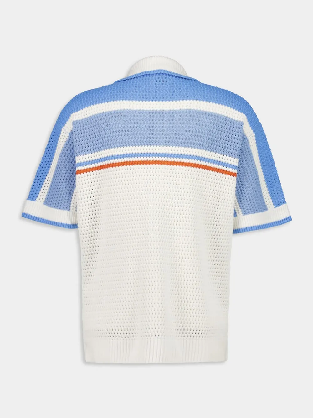 Blue Cotton Tennis Short Sleeve Crochet Shirt sold by Fashion Clinic product image thumbnail 3