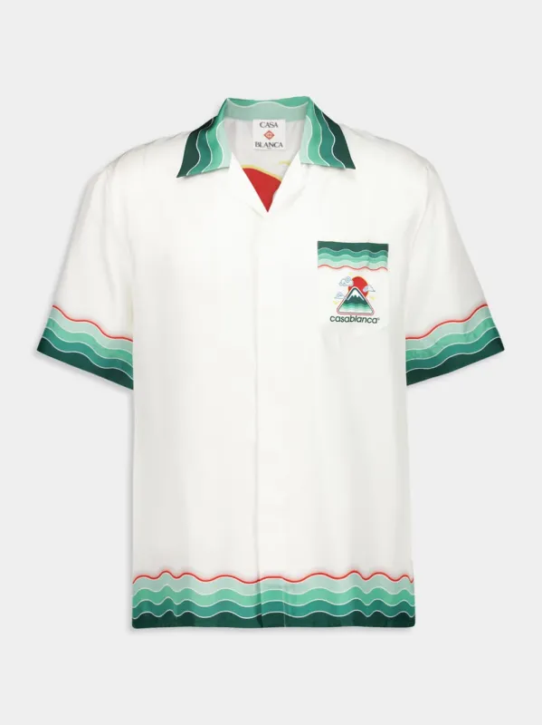White Montagne Ondulée Short Sleeve Silk Shirt sold by Fashion Clinic