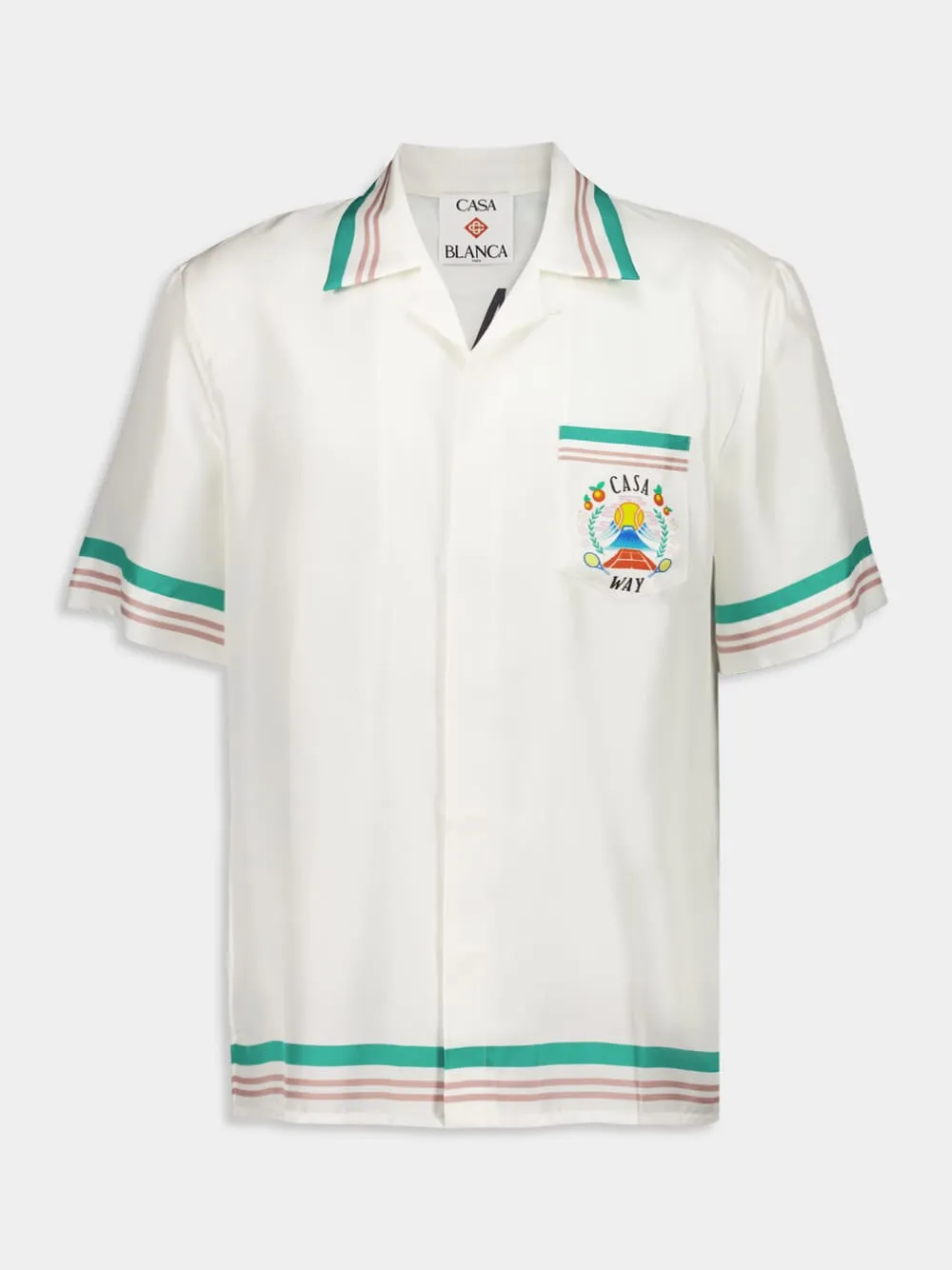 White Casa Way Short Sleeve Silk Shirt sold by Fashion Clinic product image thumbnail 2