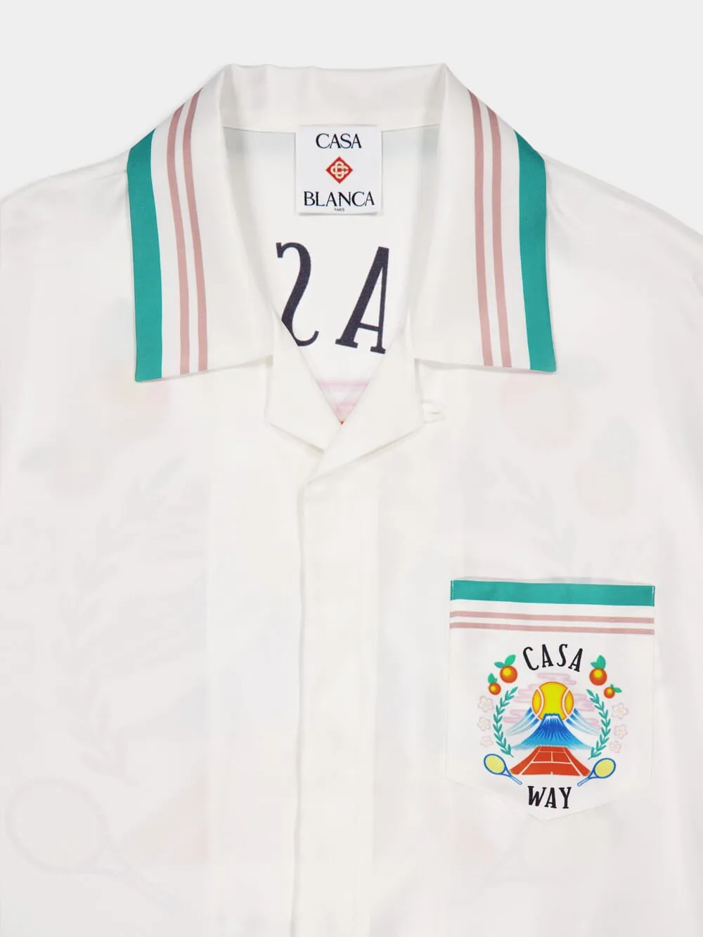 White Casa Way Short Sleeve Silk Shirt sold by Fashion Clinic product image thumbnail 5