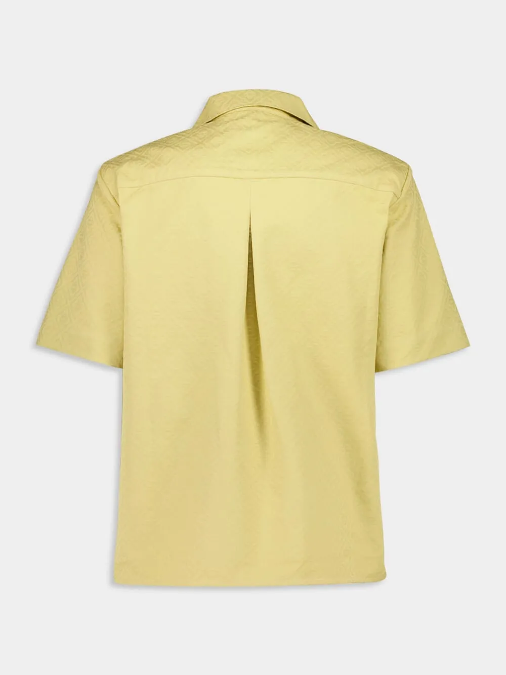 Yellow Short Sleeve Button-Up Monogram Cotton Shirt sold by Fashion Clinic product image thumbnail 2