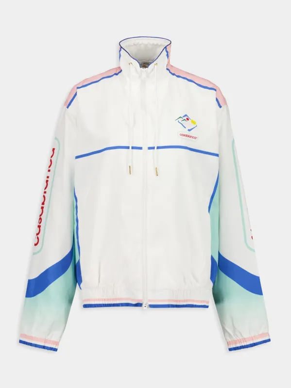 White Zipped Windbreaker Jacket in Poly Taffeta made by Casablanca