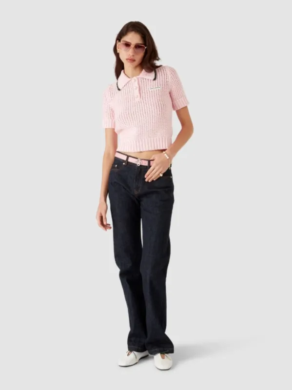 Pink Cotton Mouliné Polo Shirt sold by Fashion Clinic