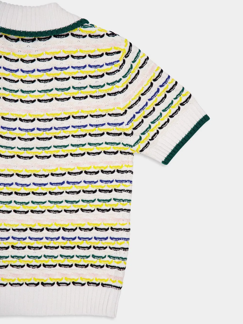 Cotton Tuck Stitch Cropped Polo Shirt in Multicolour sold by Fashion Clinic product image thumbnail 5