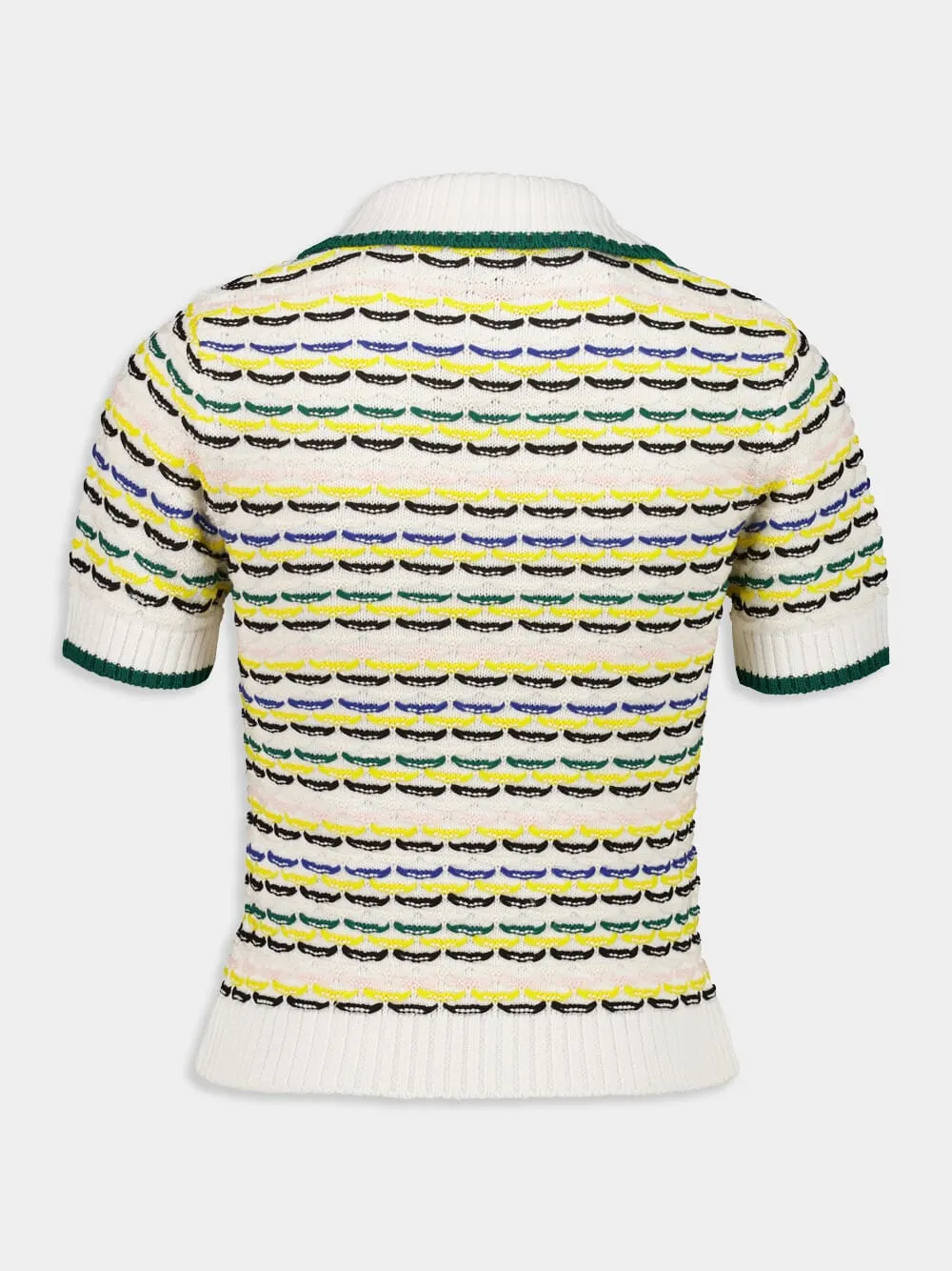 Cotton Tuck Stitch Cropped Polo Shirt in Multicolour sold by Fashion Clinic product image thumbnail 3