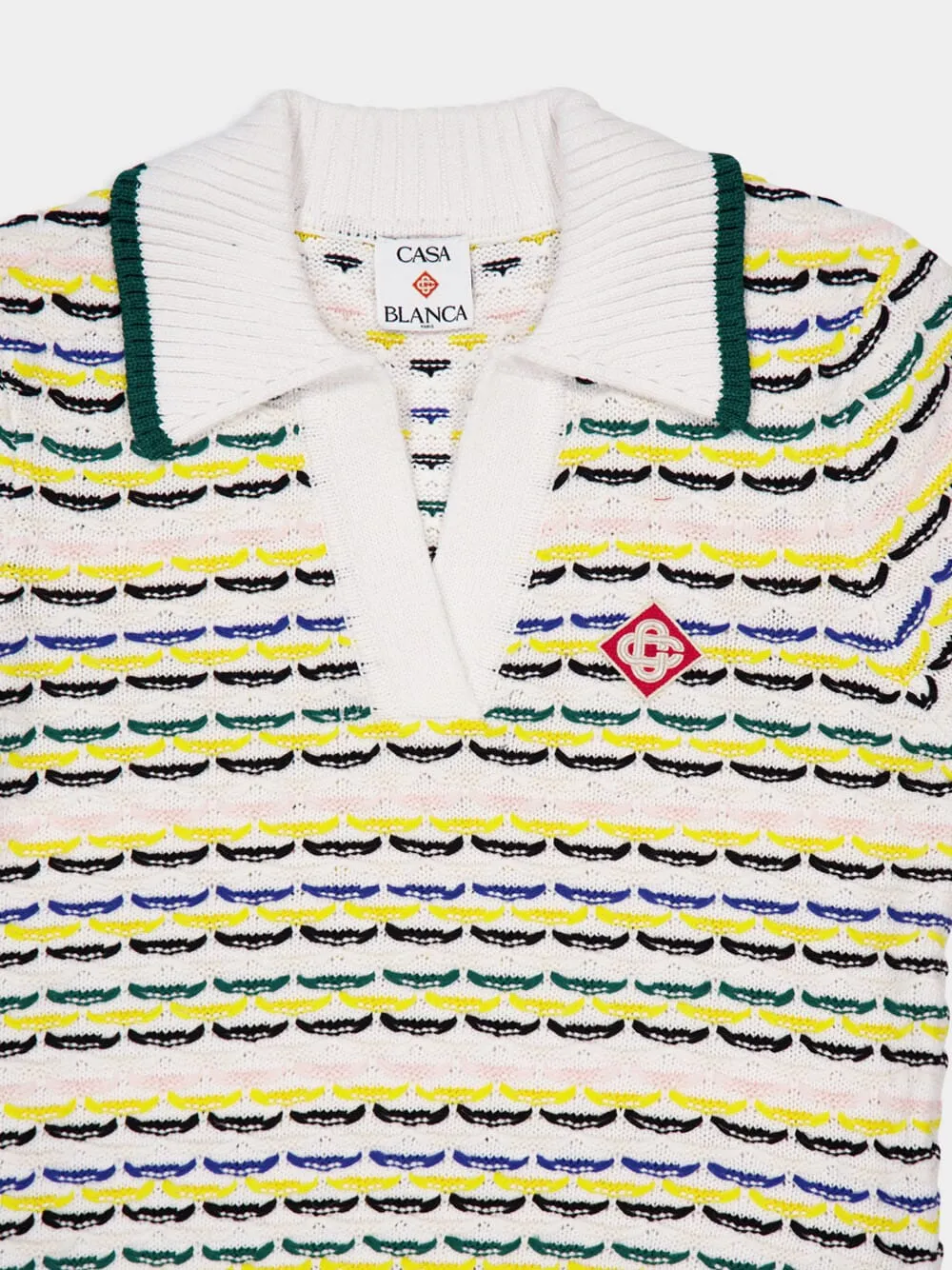 Cotton Tuck Stitch Cropped Polo Shirt in Multicolour sold by Fashion Clinic product image thumbnail 4