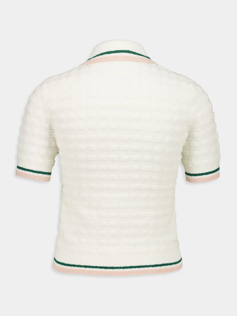 White Cotton Bouclé Polo Shirt sold by Fashion Clinic product image thumbnail 3