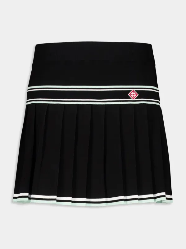 Black Viscose Pleated Mini Skirt sold by Fashion Clinic