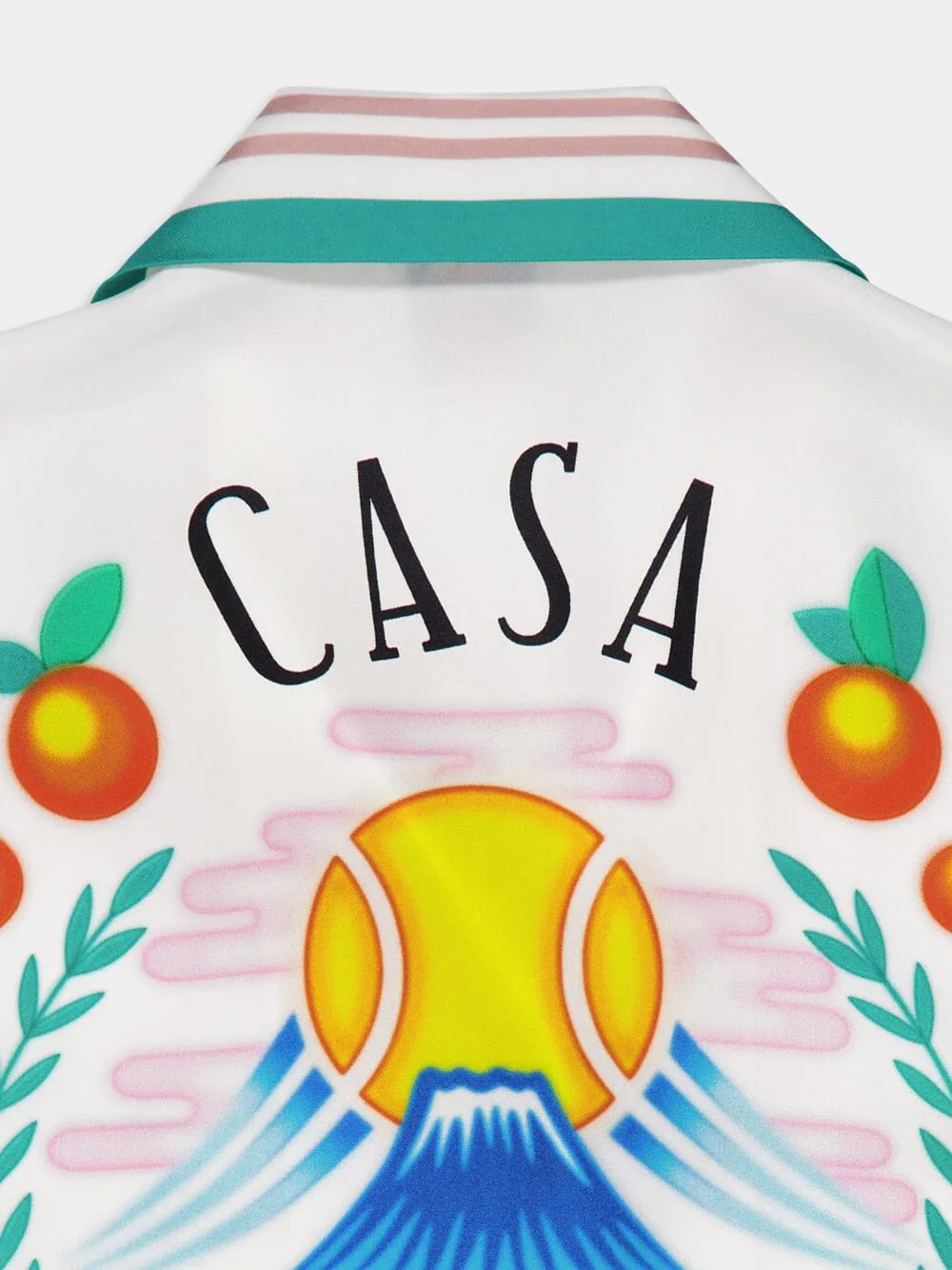White Casa Way Silk Cuban Collar Shirt sold by Fashion Clinic product image thumbnail 4