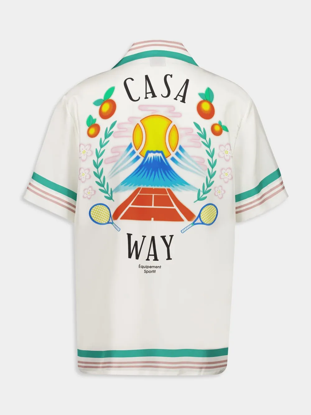 White Casa Way Silk Cuban Collar Shirt sold by Fashion Clinic product image thumbnail 2