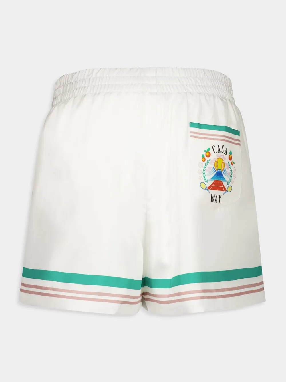 White Casa Way Silk Twill Shorts sold by Fashion Clinic product image thumbnail 2