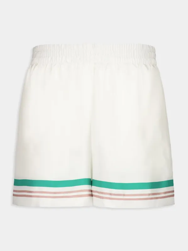 White Casa Way Silk Twill Shorts sold by Fashion Clinic