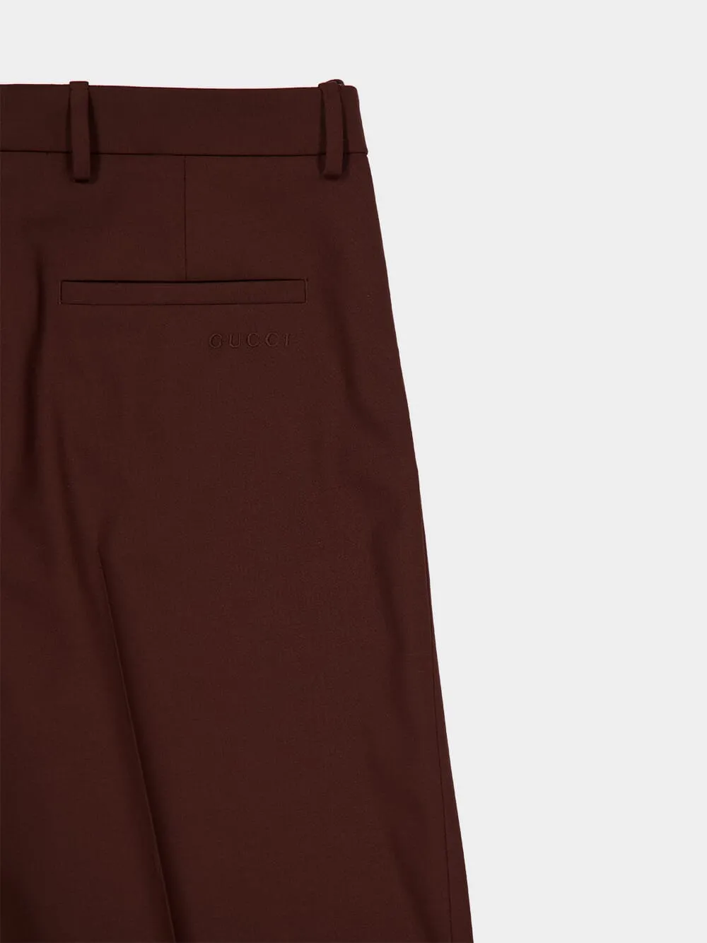 Chocolate Brown Wide-Leg Wool Trousers sold by Fashion Clinic product image thumbnail 5