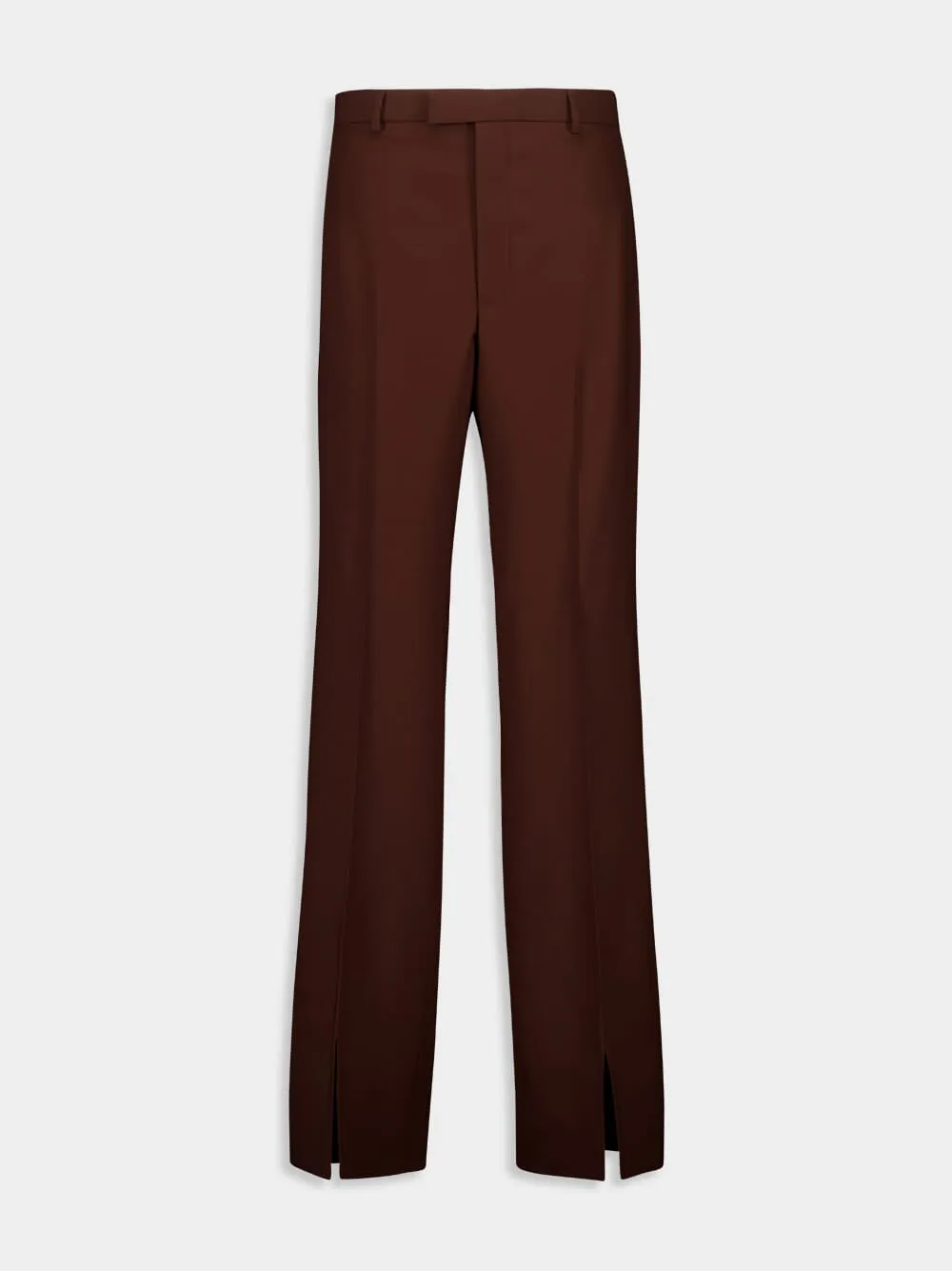 Chocolate Brown Wide-Leg Wool Trousers sold by Fashion Clinic