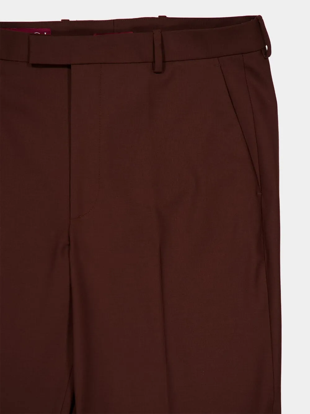 Chocolate Brown Wide-Leg Wool Trousers sold by Fashion Clinic product image thumbnail 3