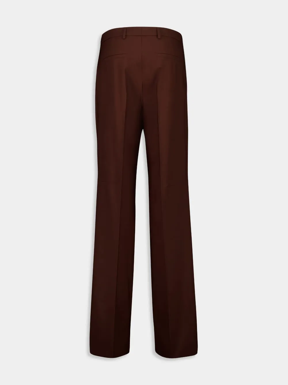 Chocolate Brown Wide-Leg Wool Trousers sold by Fashion Clinic product image thumbnail 2