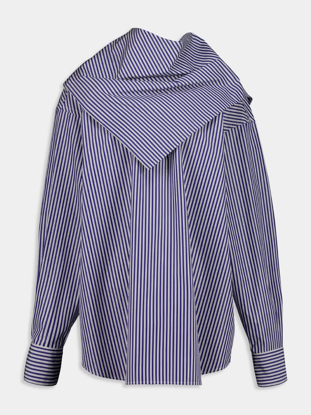 Blue Cotton Long Sleeves Striped Bandana Blouse sold by Fashion Clinic