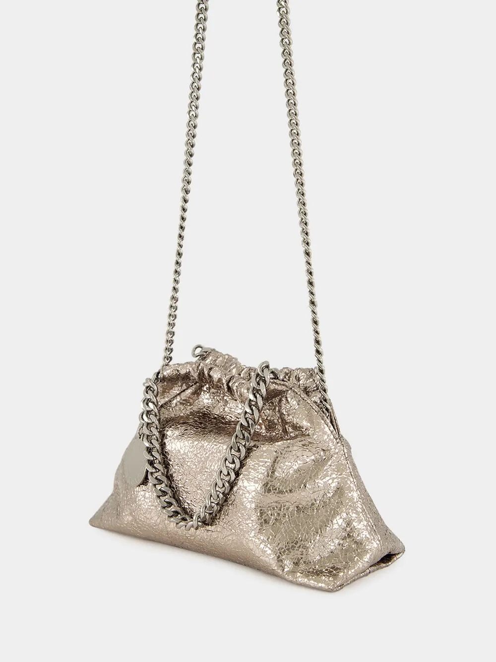 Steel Grey Falabella Mini Drawstring Bag in Metallic Cracklé sold by Fashion Clinic product image thumbnail 5