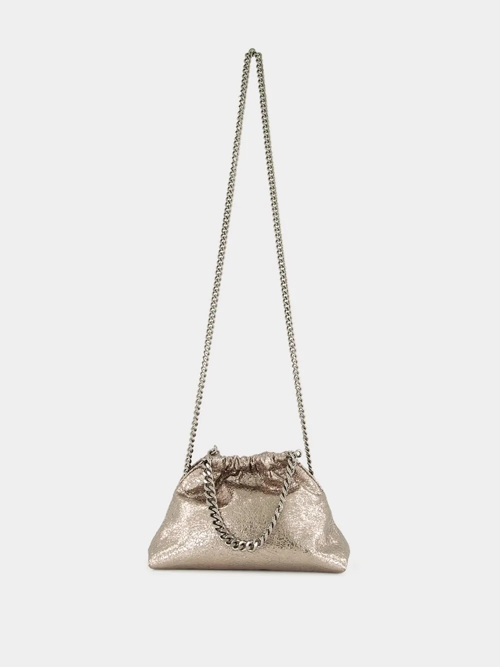Steel Grey Falabella Mini Drawstring Bag in Metallic Cracklé sold by Fashion Clinic product image thumbnail 2
