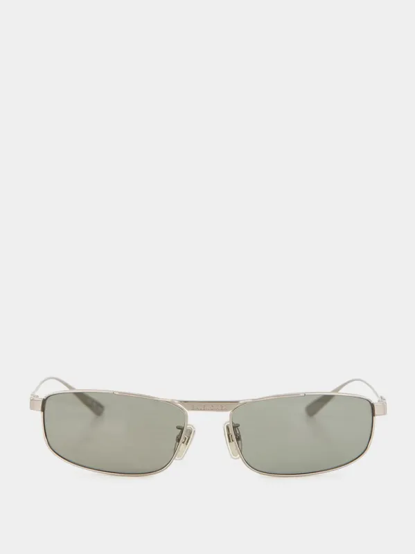 Tag 3.0 Rectangle Sunglasses in Light Grey made by Balenciaga