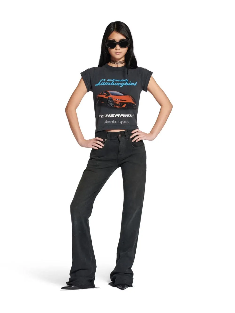 Black Faded Automobili Lamborghini Shrunk T-Shirt sold by Fashion Clinic product image thumbnail 2