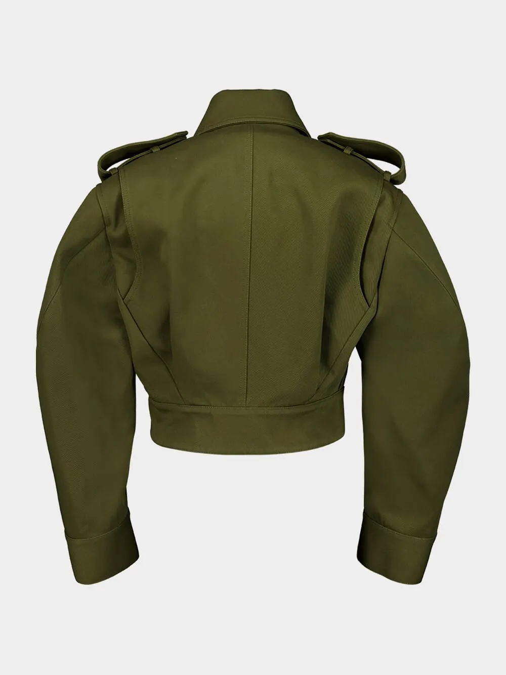 Cropped Utility Jacket in Khaki Cotton and Wool sold by Fashion Clinic product image thumbnail 3