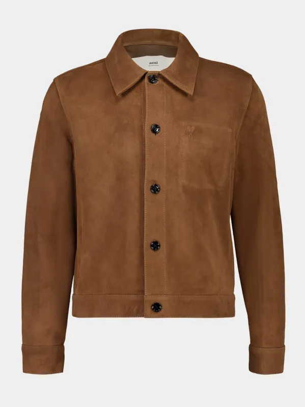 Hazelnut Brown Suede Buttoned Ami De Coeur Jacket sold by Fashion Clinic