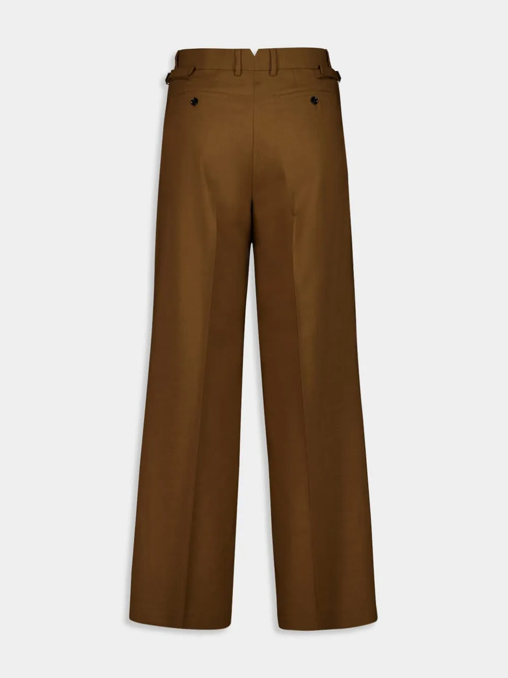 Hazelnut Brown Wool Tabs Wide Trousers sold by Fashion Clinic product image thumbnail 3