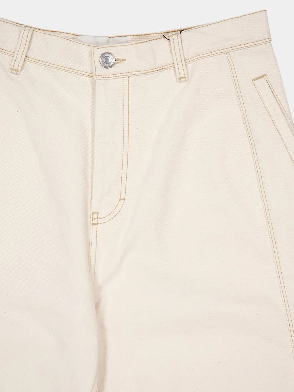 Off-White Cotton Wide Fit Jeans sold by Fashion Clinic product image thumbnail 5