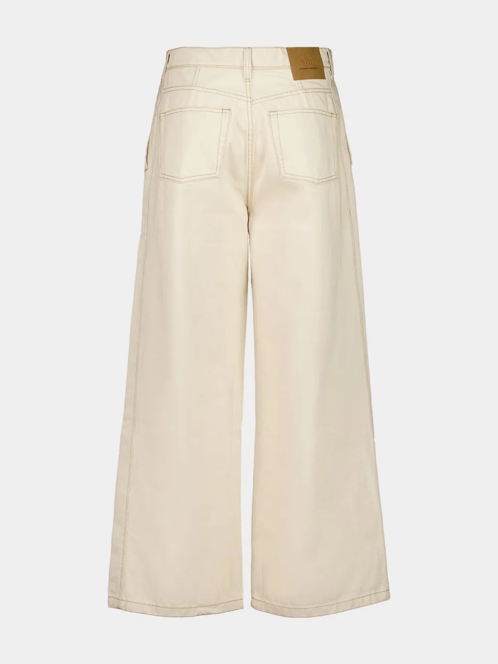 Off-White Cotton Wide Fit Jeans sold by Fashion Clinic product image thumbnail 4