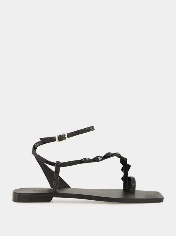 Dark Chocolate Dazzling Crest Sandals made by Johanna Ortiz