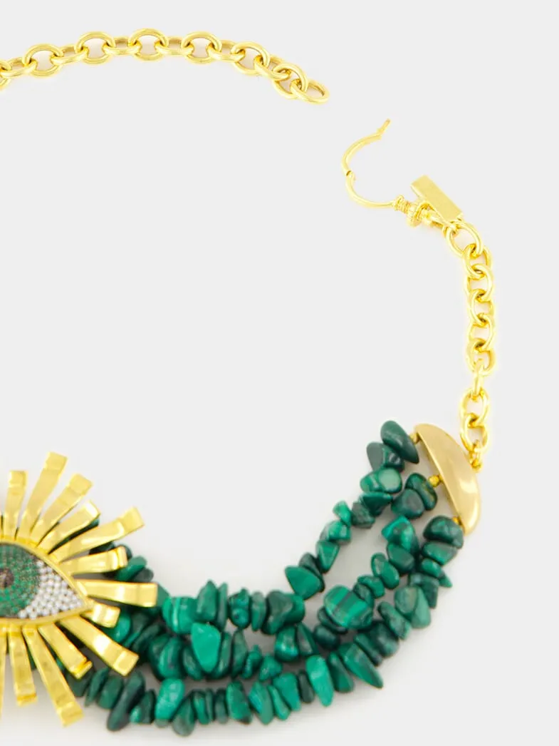 Gold-Plated Eye of the Sun Choker in Malachite Green sold by Fashion Clinic product image thumbnail 3